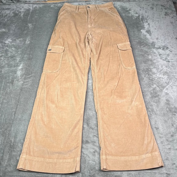 American Eagle Outfitters Denim - American Eagle Jeans Womens 00 Tan Corduroy Super High Rise Wide Leg Baggy Cargo